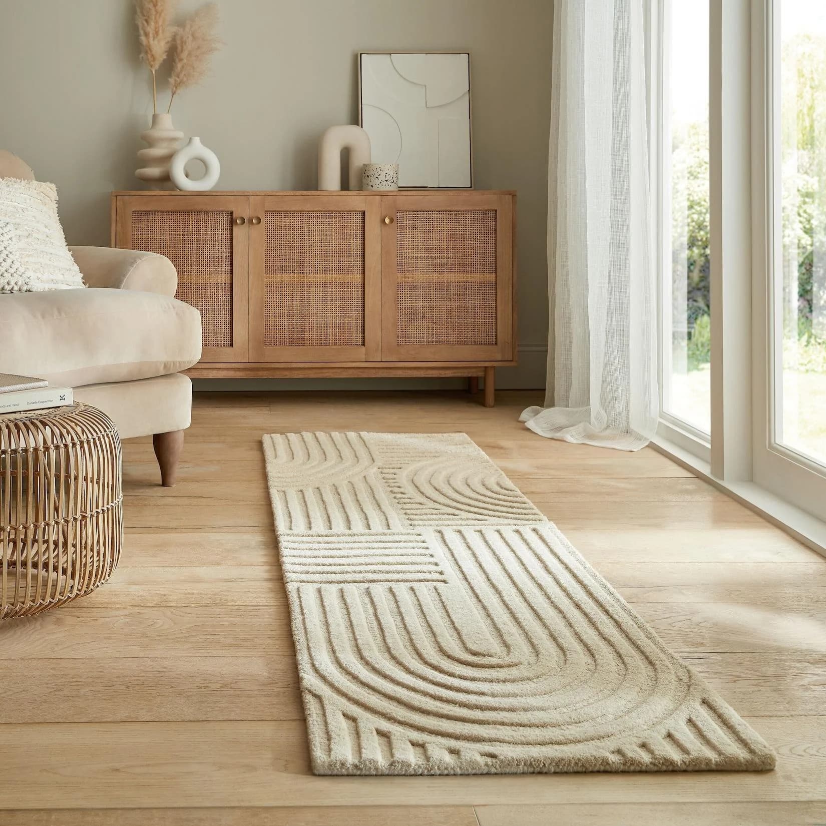 Kadima Design Teppich-Läufer LEVEN Mittelflor Linienrelief Wolle