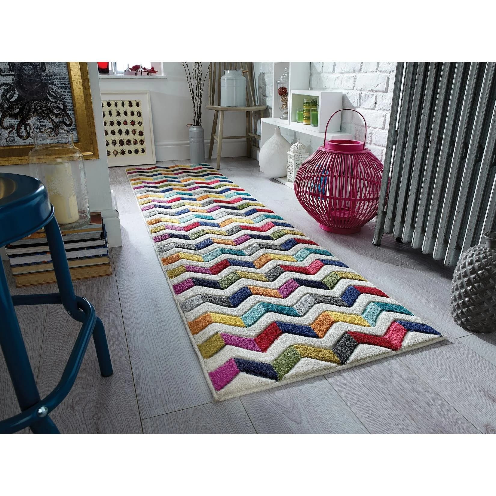Kadima Design Teppich-Läufer MEON Zackenstreifen Polypropylen 66x230 cm Multi