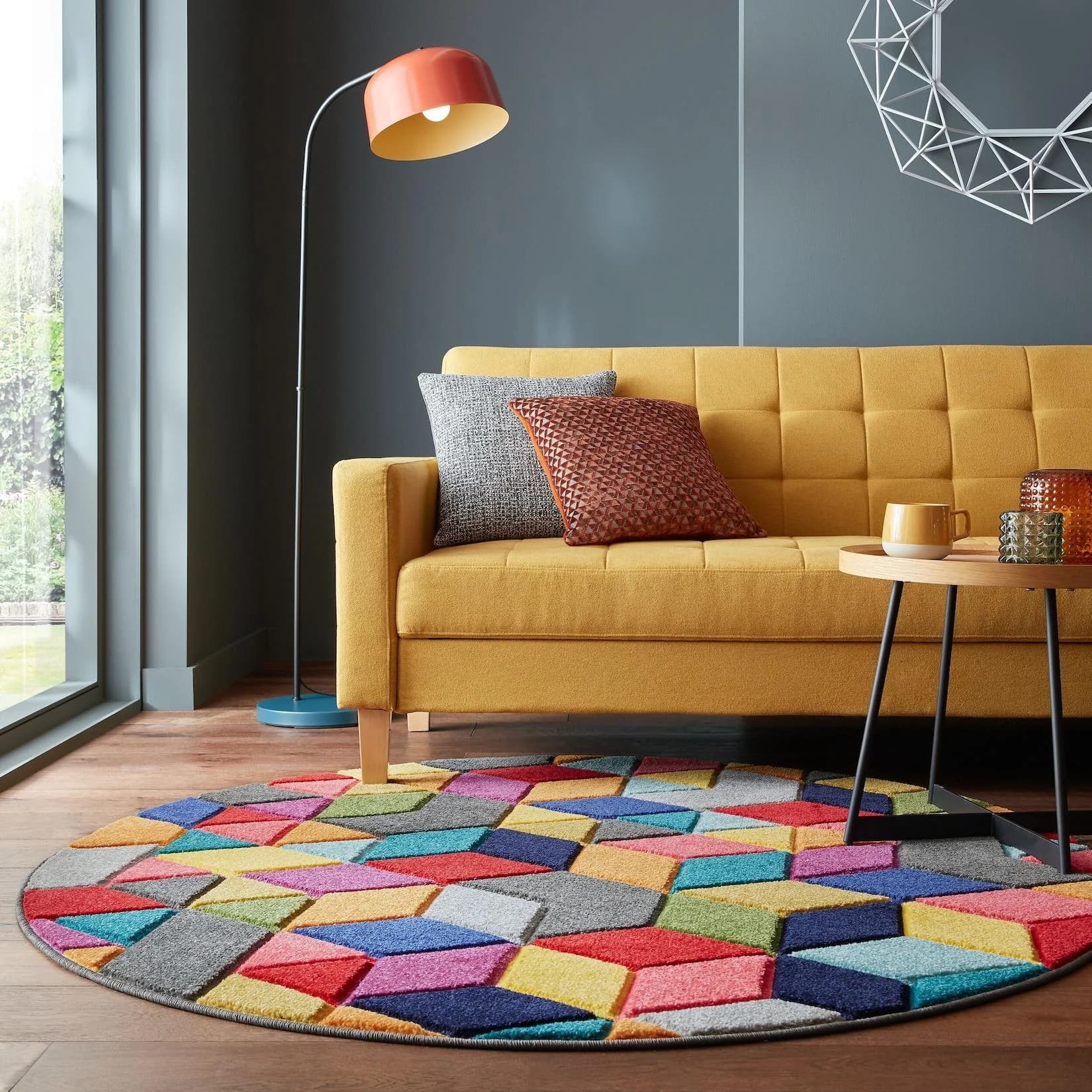 Kadima Design MEON Teppich Rund Ø 160 cm Geometrie-Mix Multi