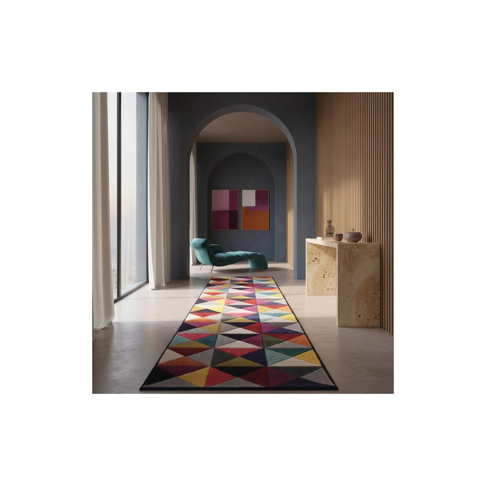 Kadima Design Teppich-Läufer MEON Dreieck Mosaik Bunt