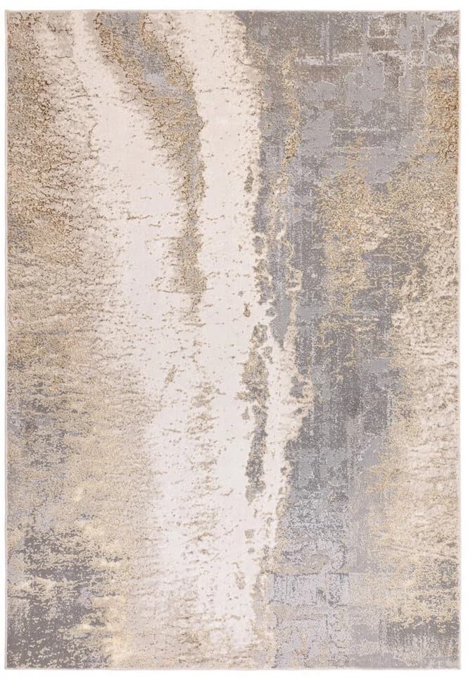 KADIMA DESIGN Teppich Luxus-Marmor Grau-Silber-Gold Modern