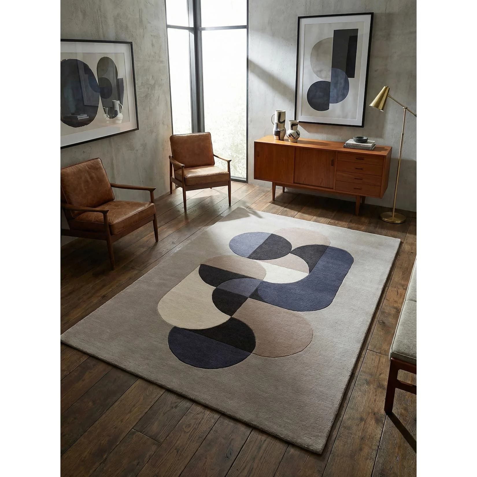 Kadima Design Wollteppich Hull-Beverley Hellgrau Geometrisch