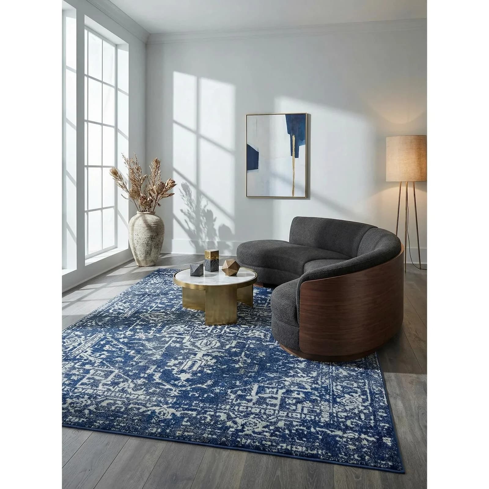 Kadima Design Persischer Teppich Antik-Optik Dunkelblau