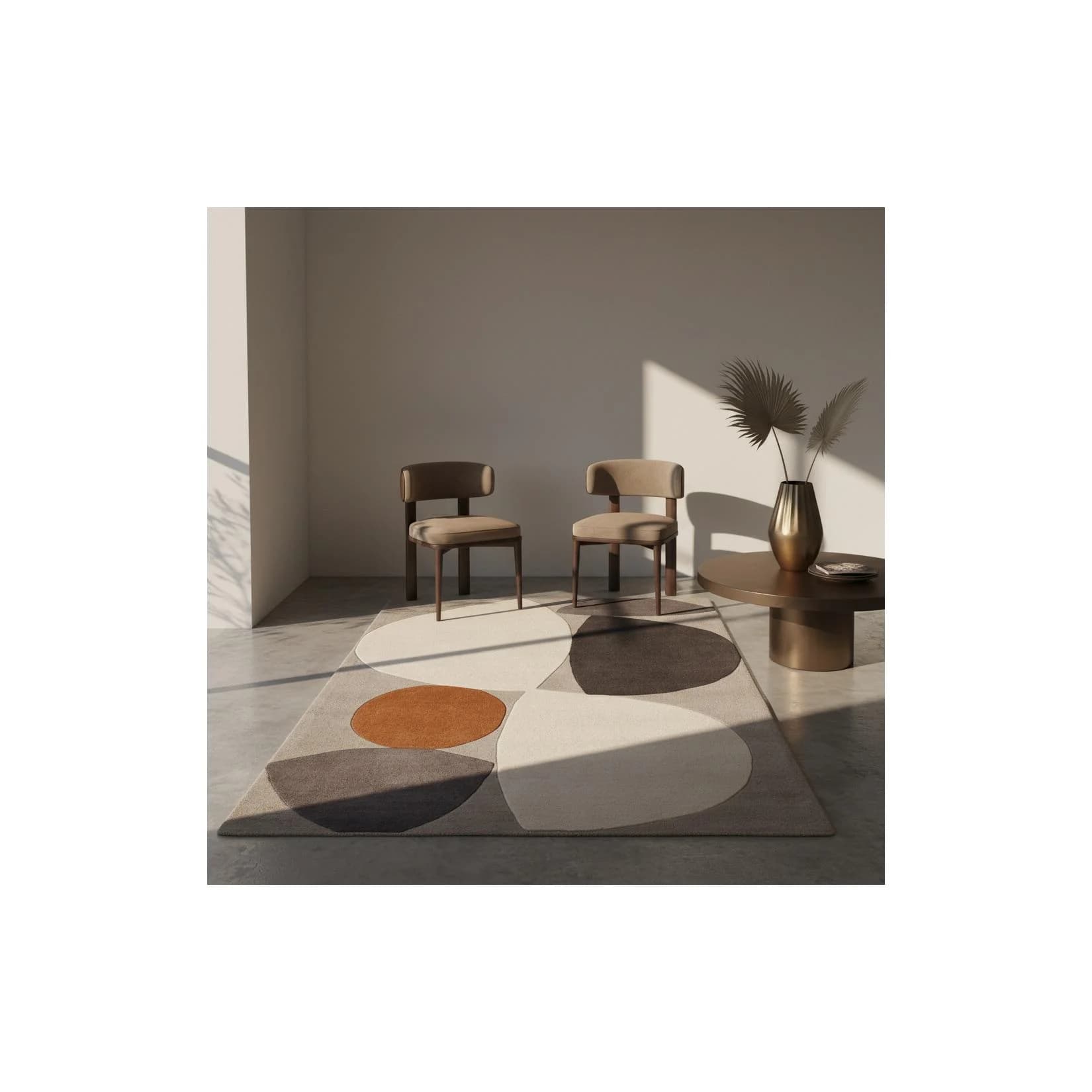 Kadima Design Wollteppich Handgetuftet Multicolor Grau Beige Terrakotta