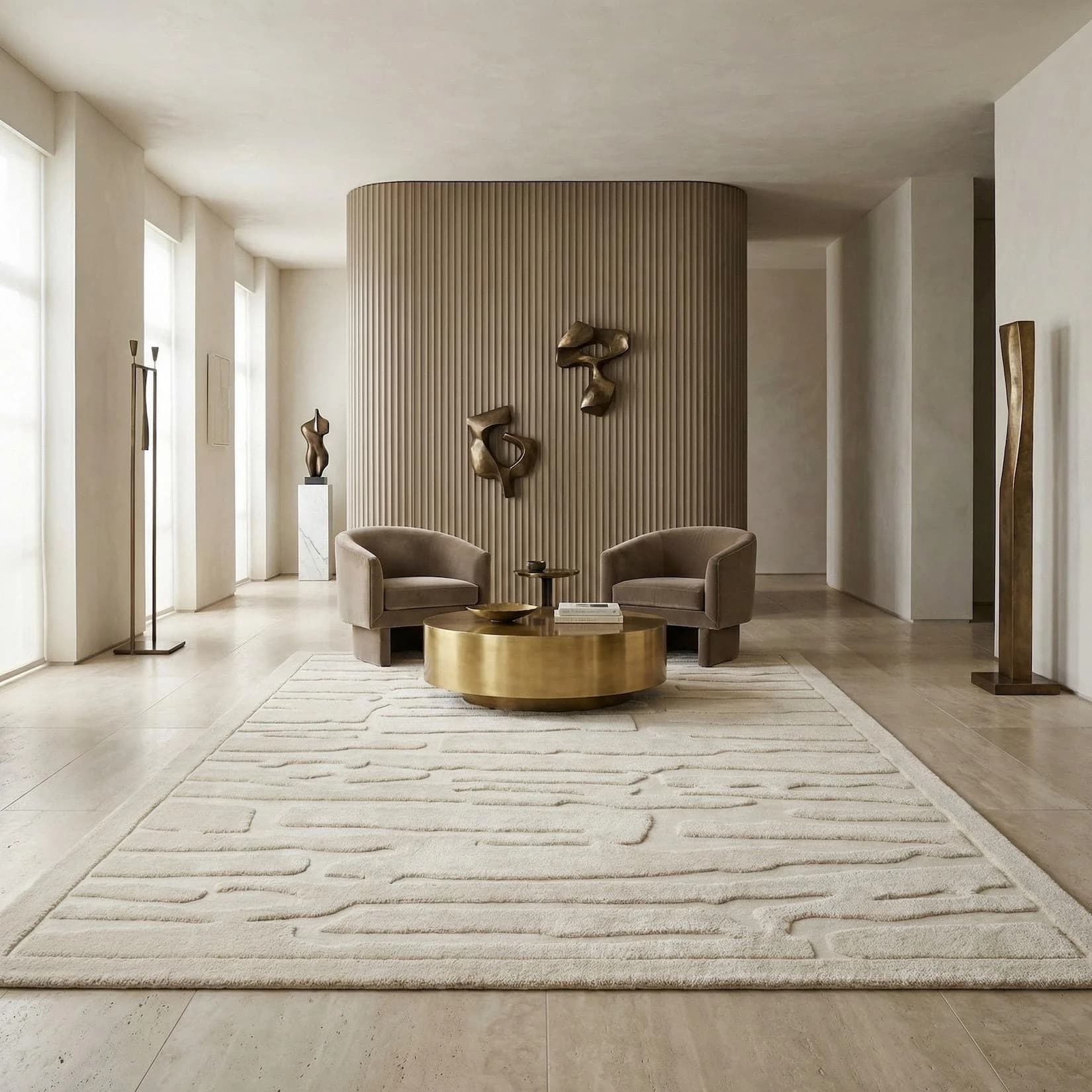 Kadima Design Teppich Elfenbein Hoch-Tief-Muster 200x290cm