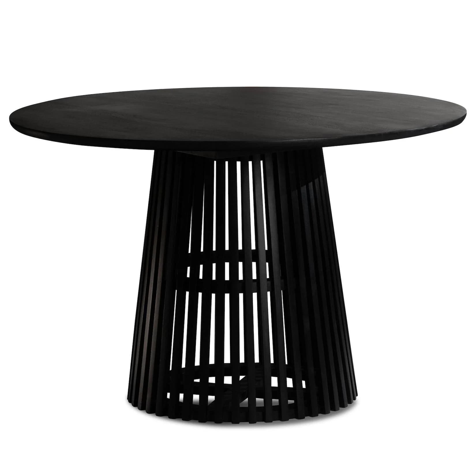 Runder Esstisch Modern 120 cm Mangoholz Massiv Matt-Schwarz