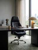 KADIMA DESIGN Chefsessel Designer Bürostuhl Bezug Echtleder Schwarz XXL Design Chefsessel höhenverstellbar Drehstuhl ergonomisch mit Armlehnen hoher Rückenlehne Wippfunktion Bild 2