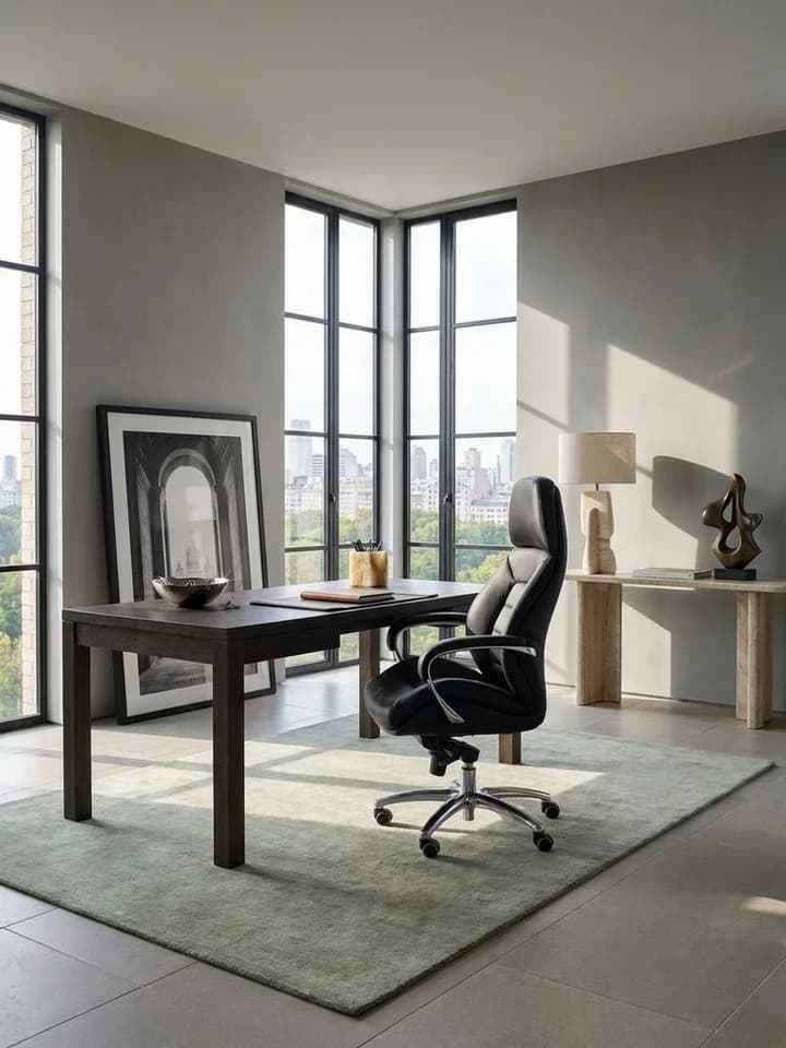 KADIMA DESIGN Chefsessel Designer Bürostuhl Bezug Echtleder Schwarz XXL Design Chefsessel höhenverstellbar Drehstuhl ergonomisch mit Armlehnen hoher Rückenlehne Wippfunktion - Bild 3