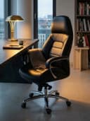 KADIMA DESIGN Chefsessel Designer Bürostuhl Bezug Echtleder Schwarz XXL Design Chefsessel höhenverstellbar Drehstuhl ergonomisch mit Armlehnen hoher Rückenlehne Wippfunktion Bild 4
