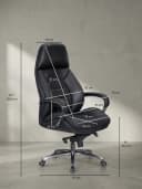 KADIMA DESIGN Chefsessel Designer Bürostuhl Bezug Echtleder Schwarz XXL Design Chefsessel höhenverstellbar Drehstuhl ergonomisch mit Armlehnen hoher Rückenlehne Wippfunktion Bild 5