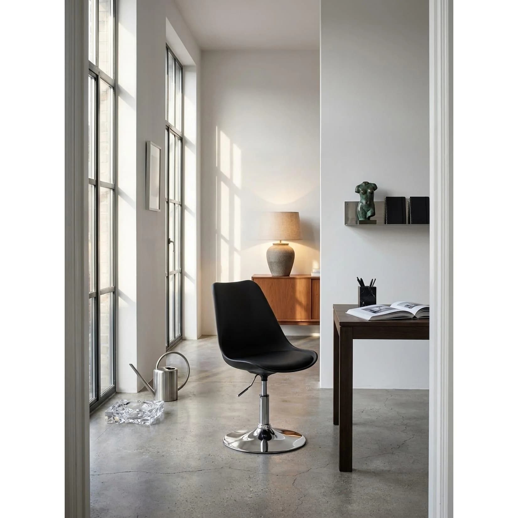 KADIMA DESIGN Drehstuhl KORSIKA Kunstleder Schalensitz Höhenverstellbar Schwarz