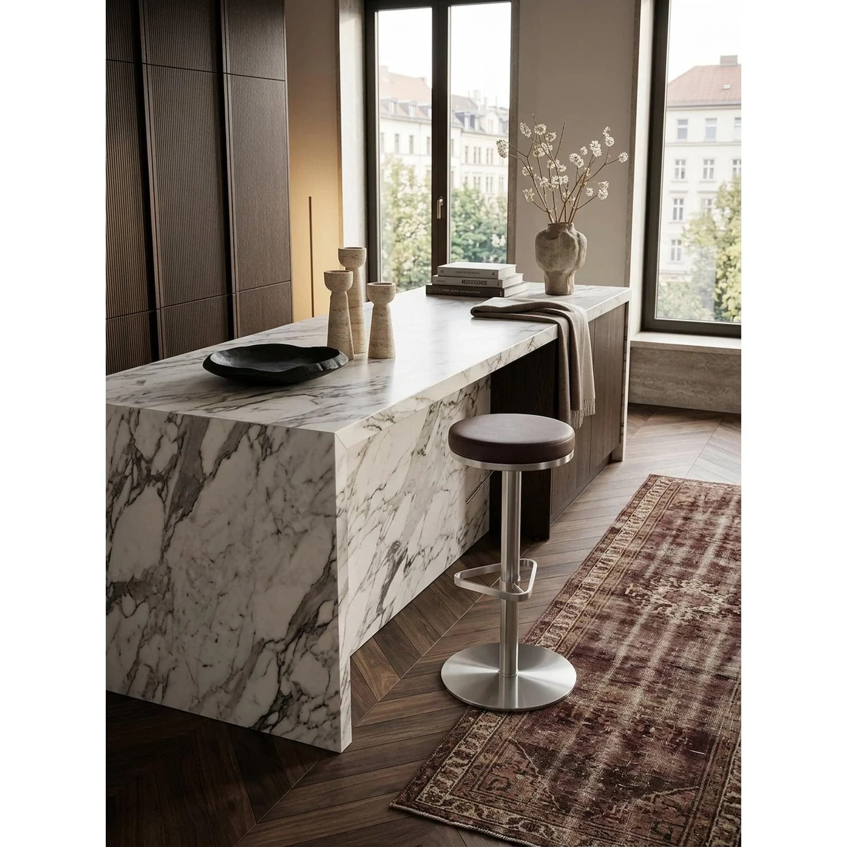 KADIMA DESIGN Barhocker Edelstahl Höhenverstellbar Braun