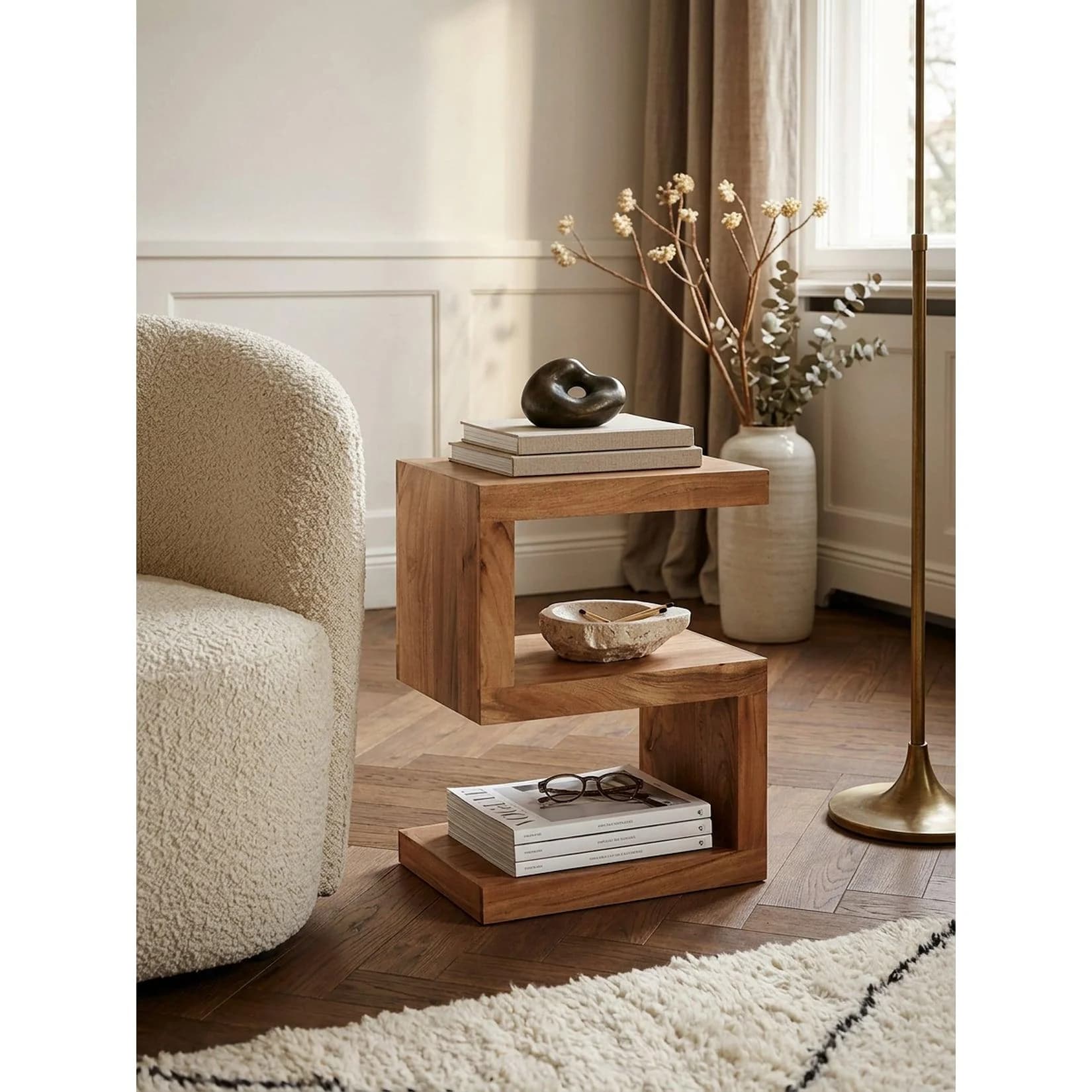KADIMA DESIGN Beistelltisch MUMBAI Massivholz Akazie S-Form - Bild 2