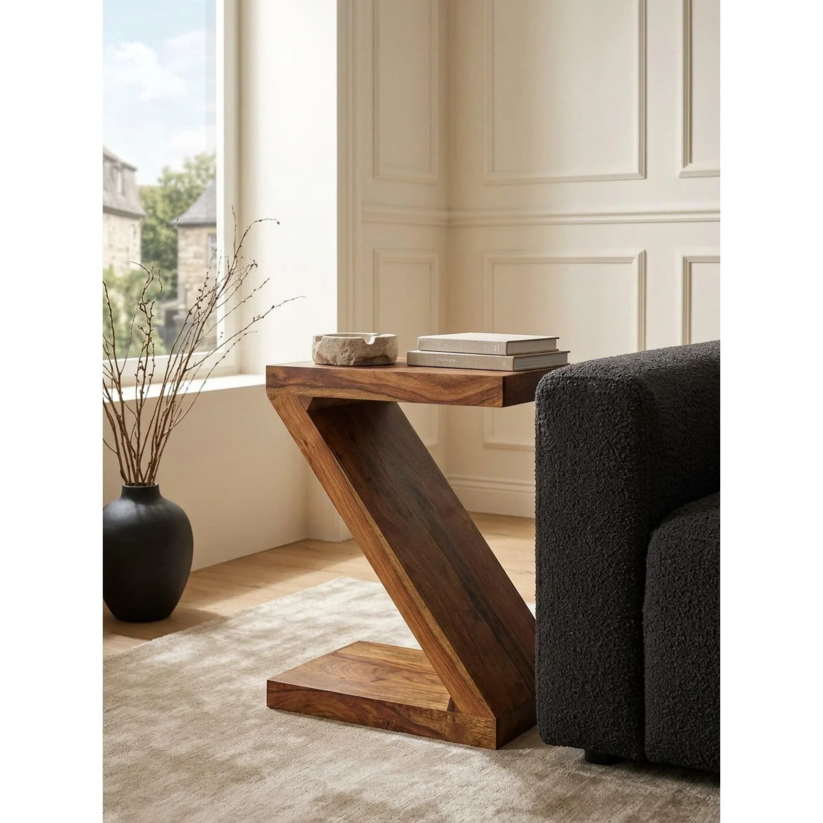 KADIMA DESIGN Beistelltisch Massivholz Z Cube Landhausstil MUMBAI Dunkelbraun - Bild 2