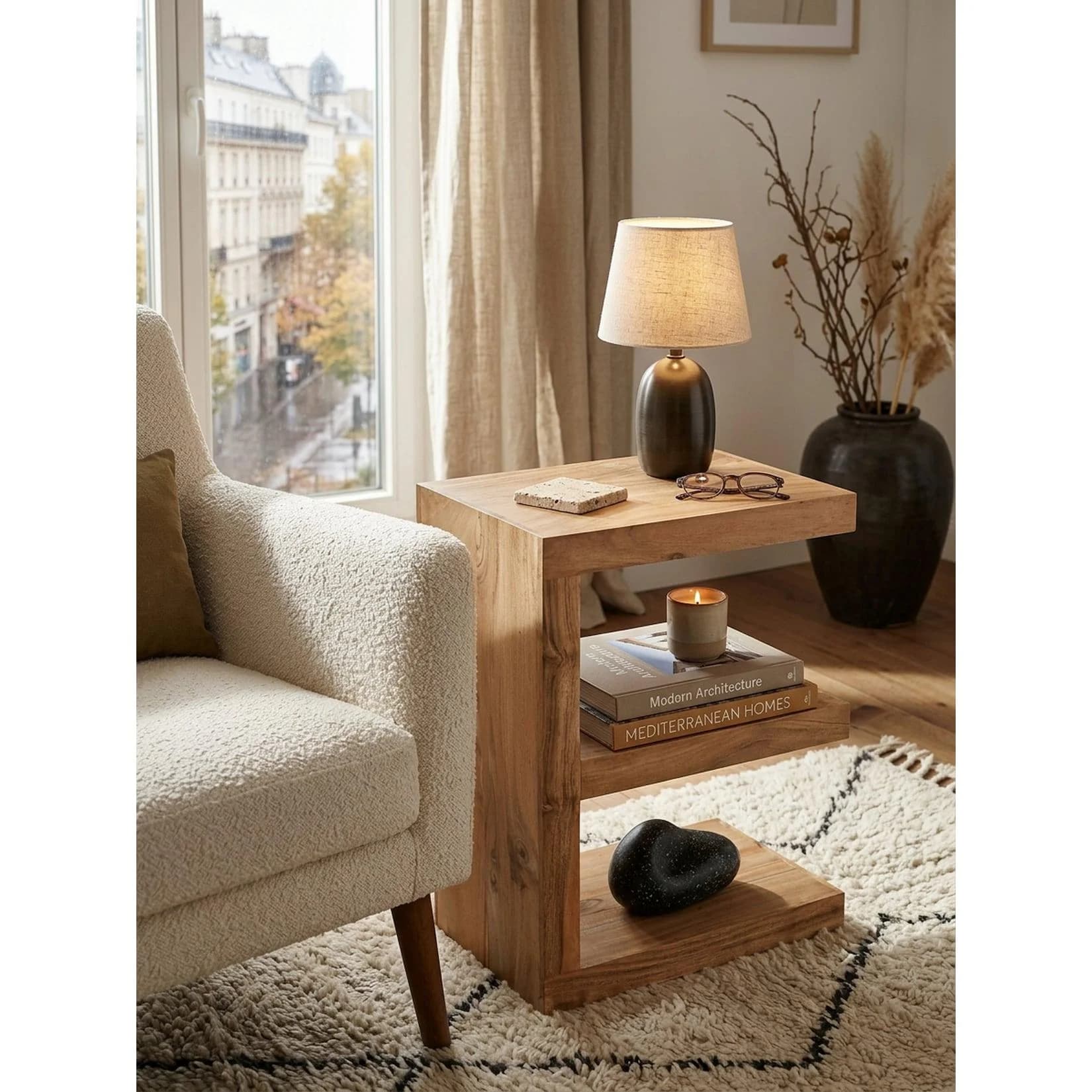 KADIMA DESIGN Beistelltisch E Cube Landhausstil Akazie Massivholz