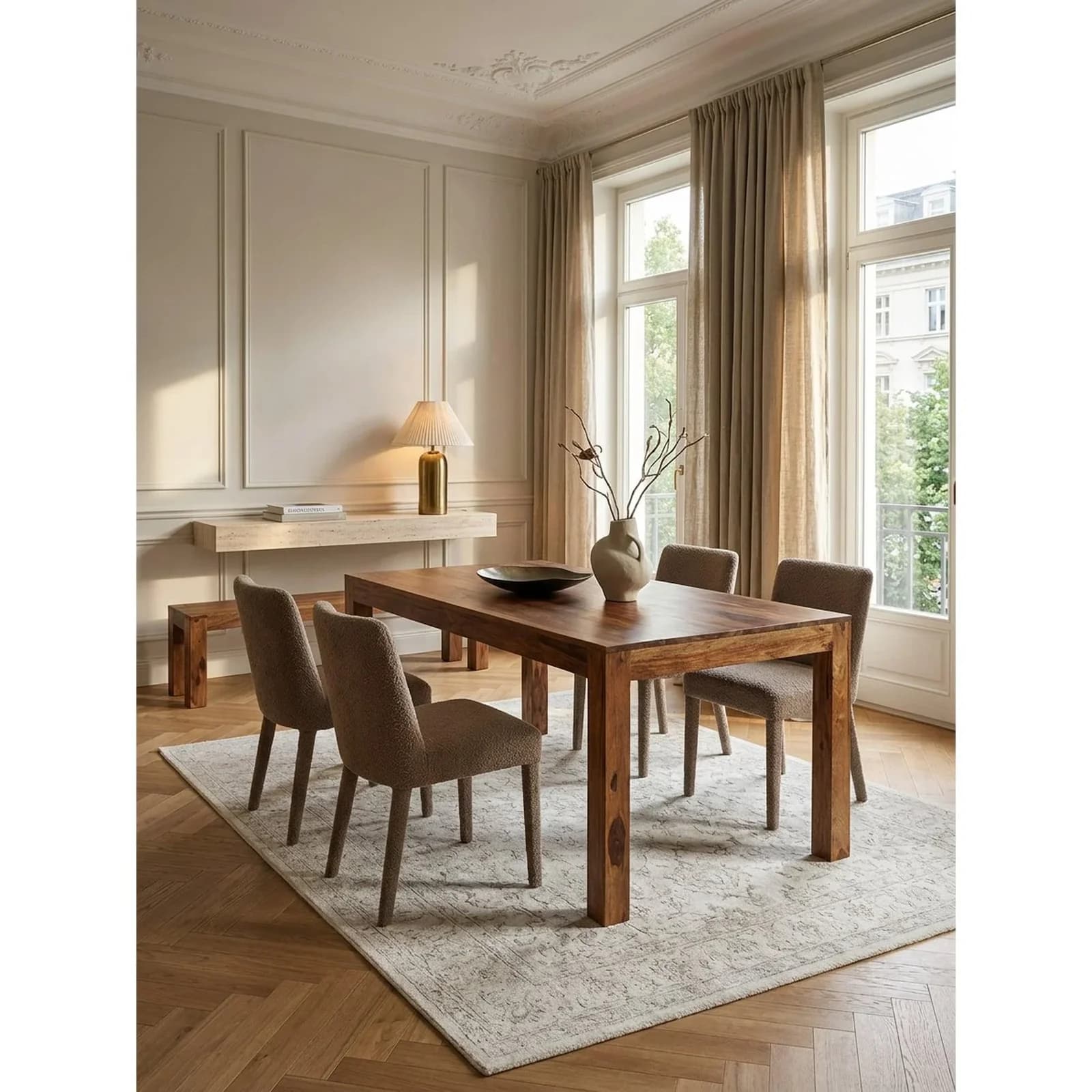 KADIMA DESIGN Esstisch MUMBAI Massivholz Rechteckig Dunkelbraun