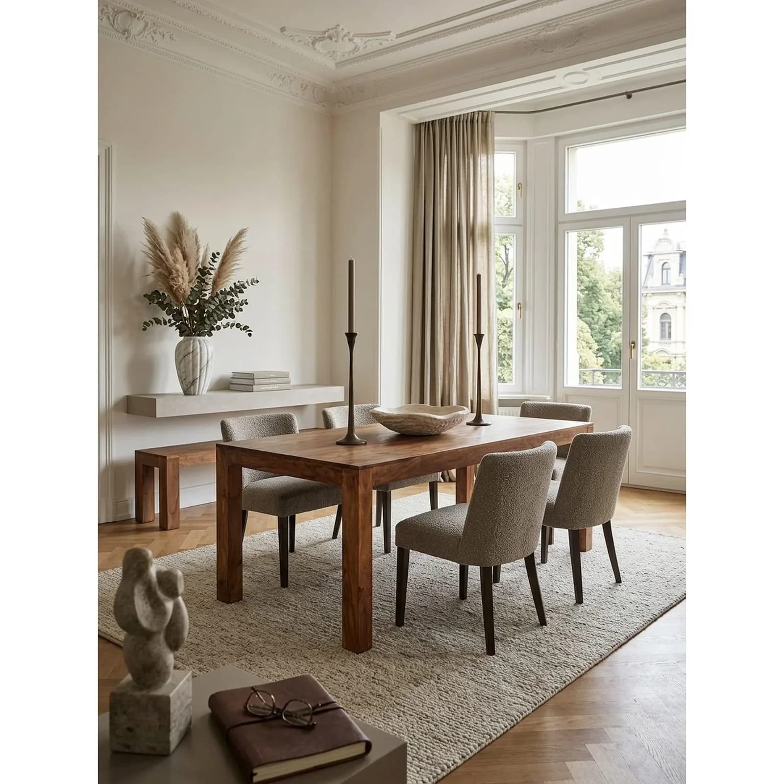 KADIMA DESIGN Esstisch MUMBAI Massivholz Rechteckig Dunkelbraun