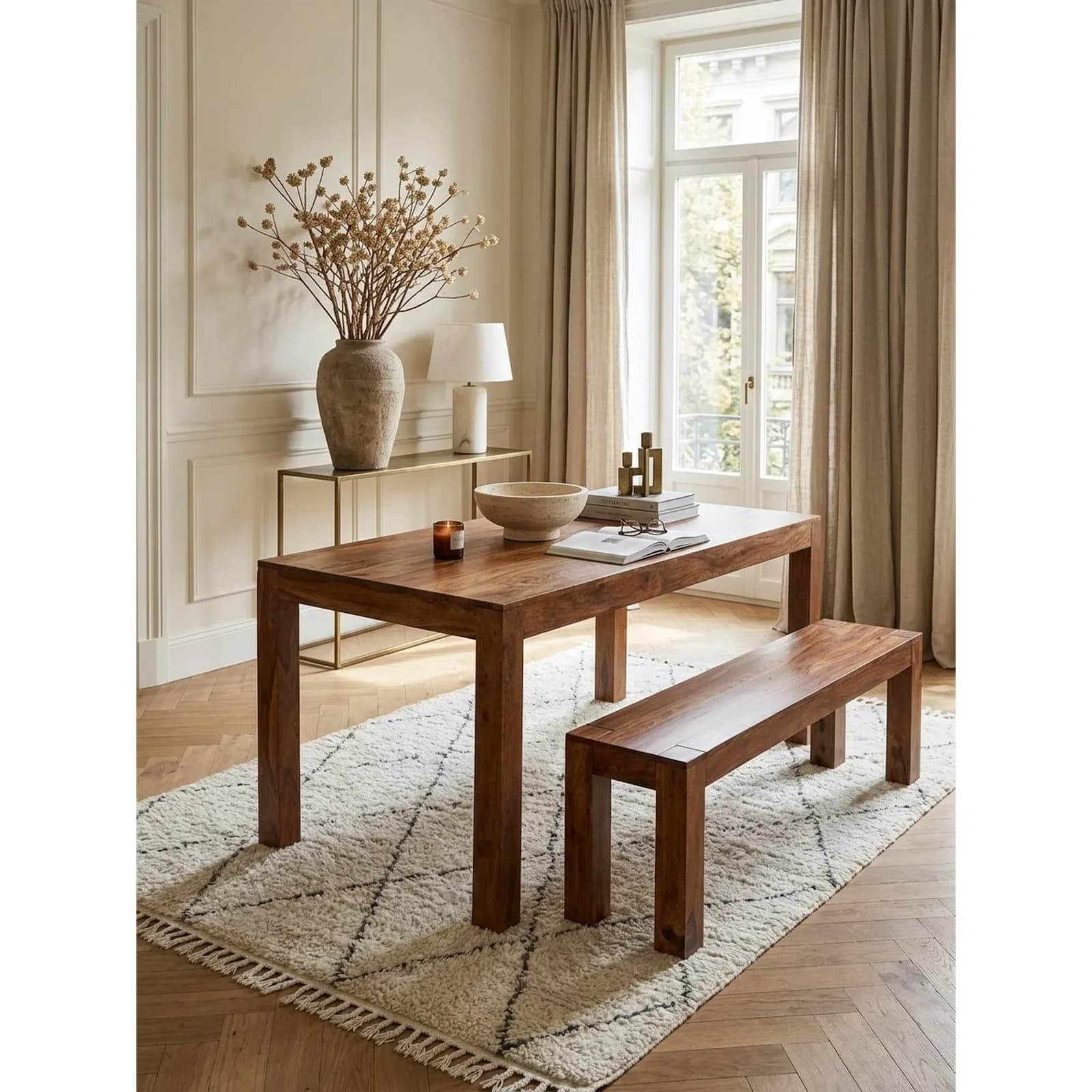 KADIMA DESIGN Esstisch MUMBAI Massivholz Dunkelbraun