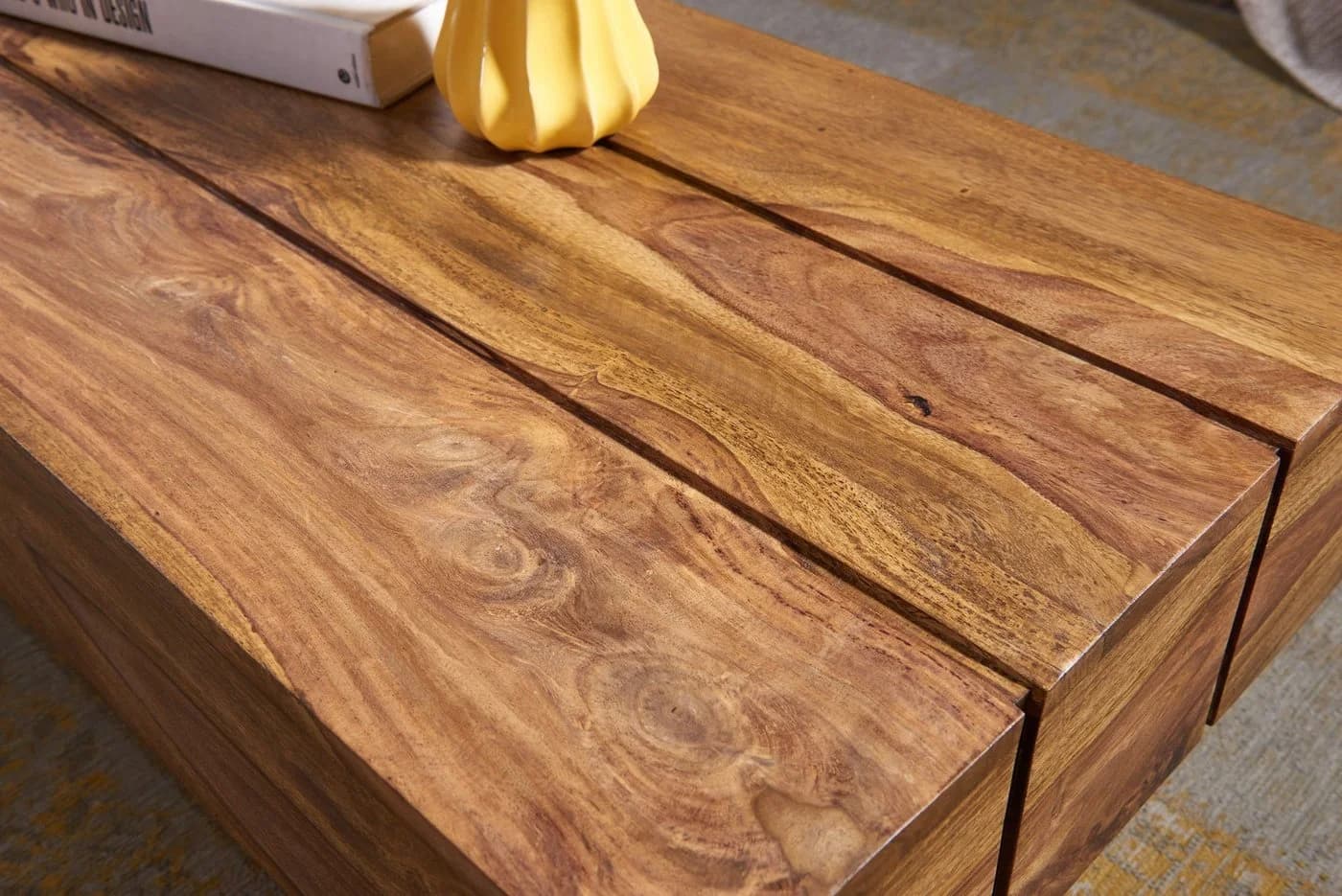 KADIMA DESIGN Couchtisch Massivholz Landhaus-Stil Dunkelbraun - Bild 5