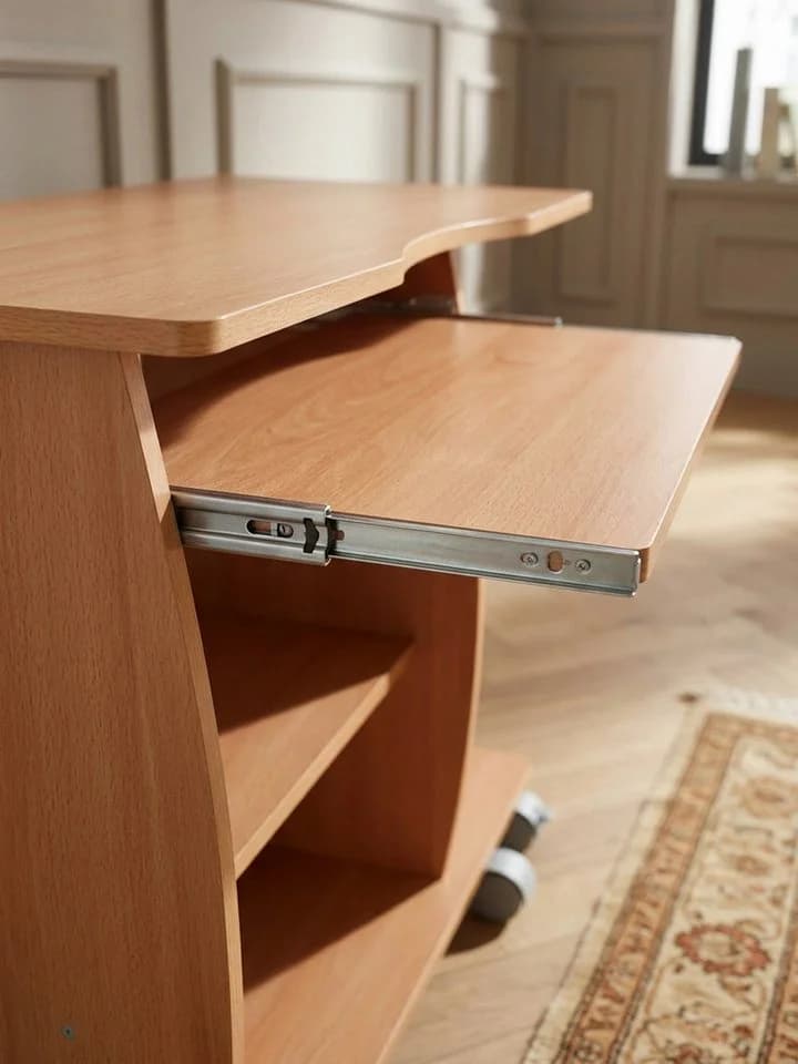 KADIMA DESIGN Computertisch GRASSE rollbar mit Ablage Buche - Bild 3