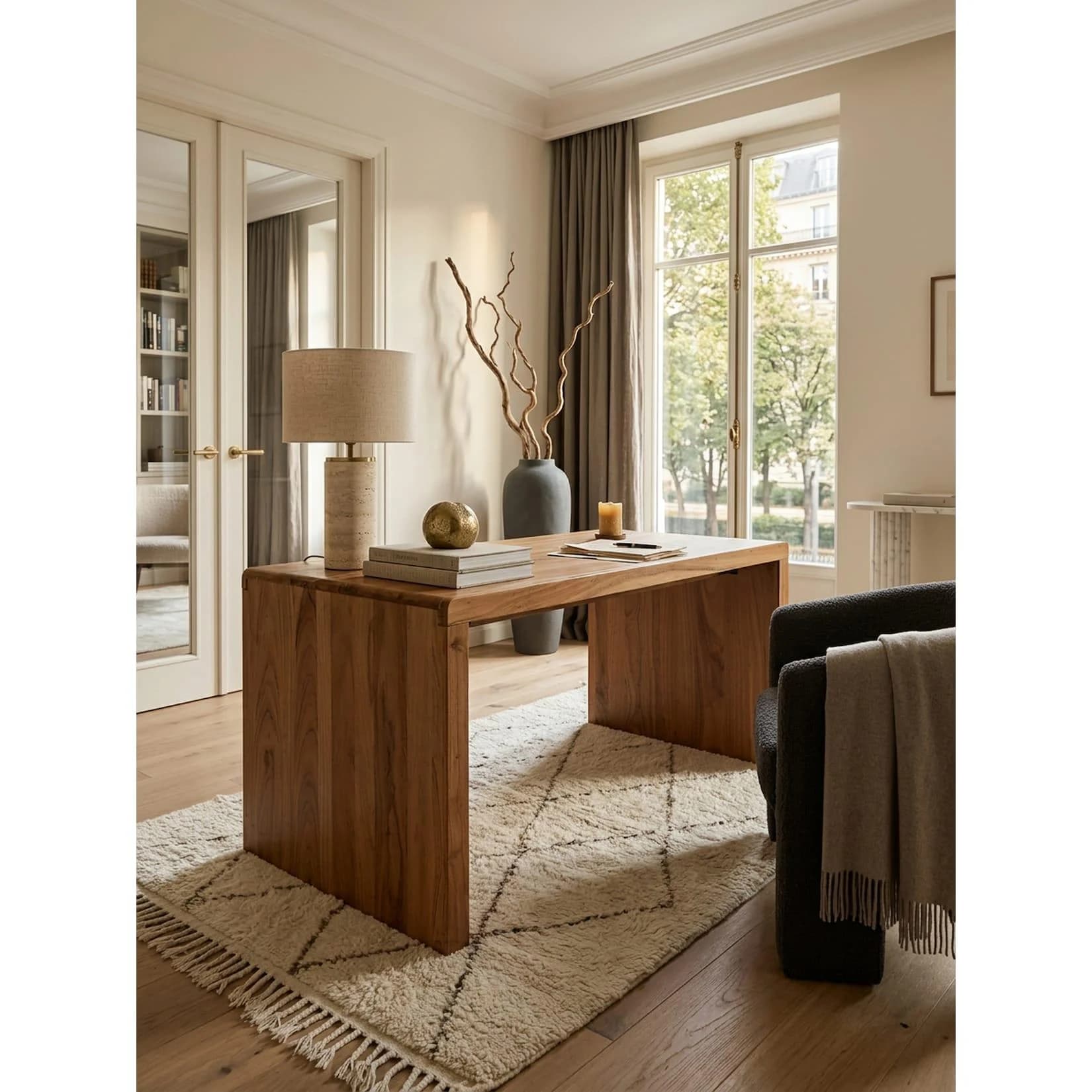 KADIMA DESIGN Schreibtisch Massivholz Ablage Landhausstil BOHA Akazie