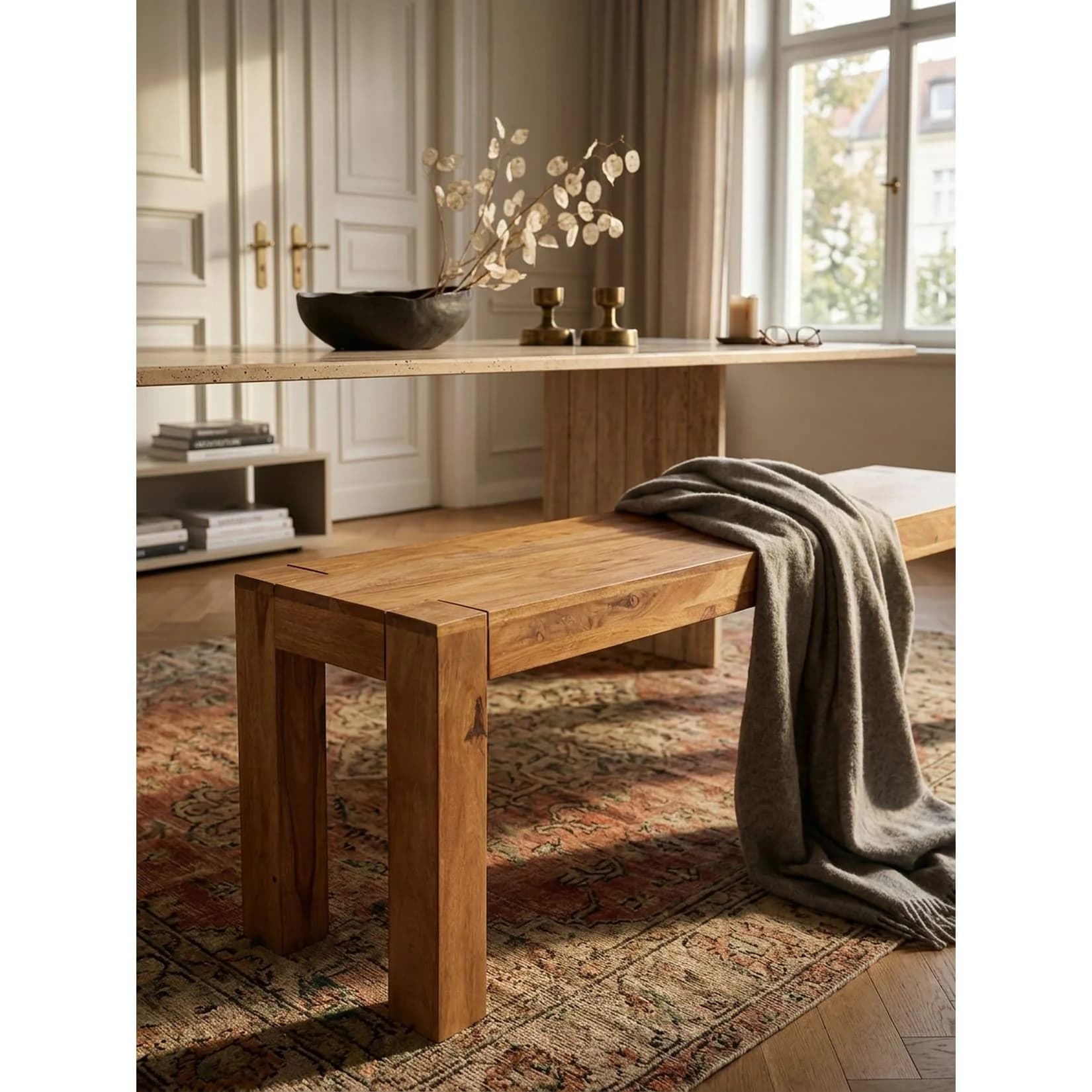 KADIMA DESIGN Esszimmerbank MUMBAI Massivholz Akazie Landhausstil