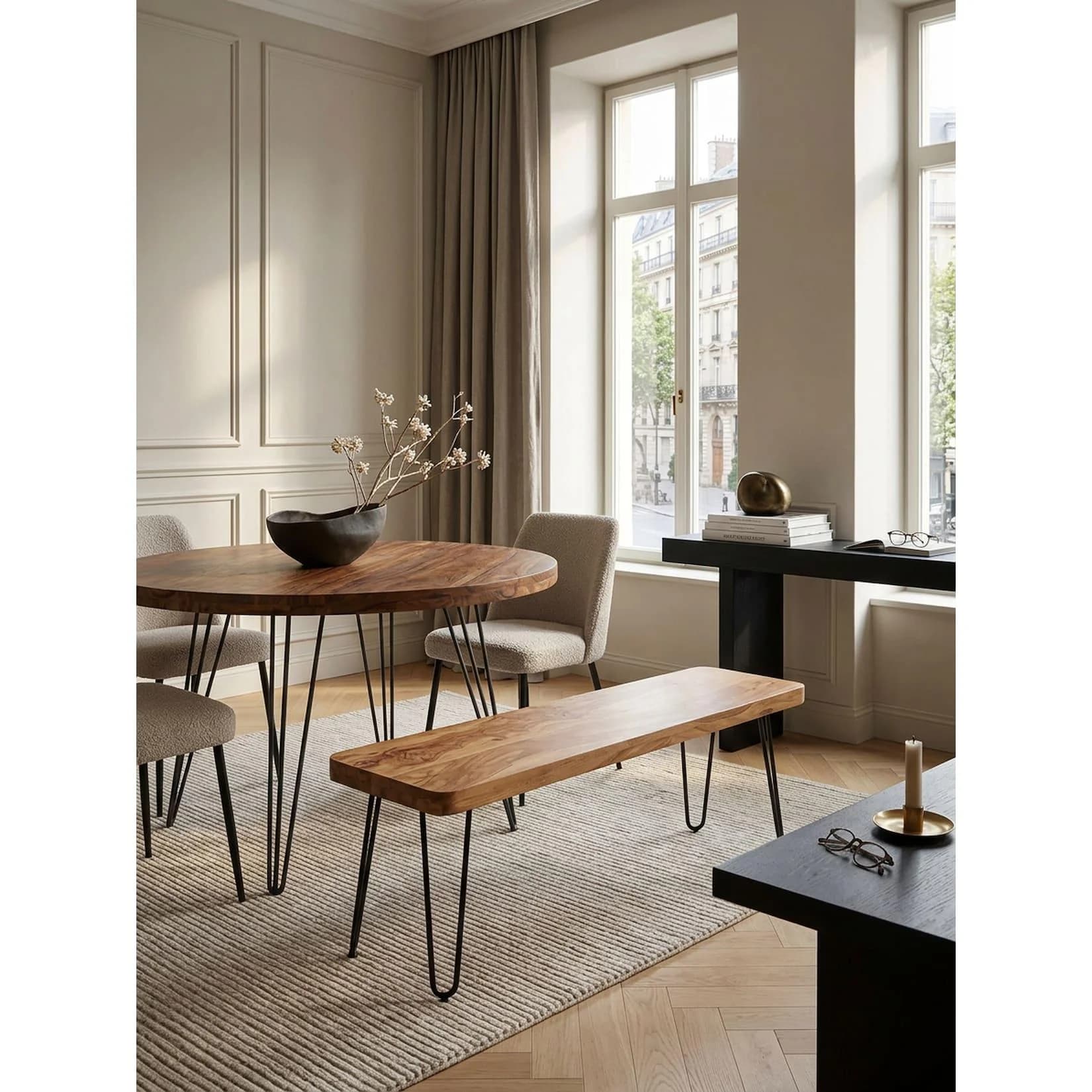 KADIMA DESIGN Esszimmerbank BAGLI Massivholz Landhausstil Akazie