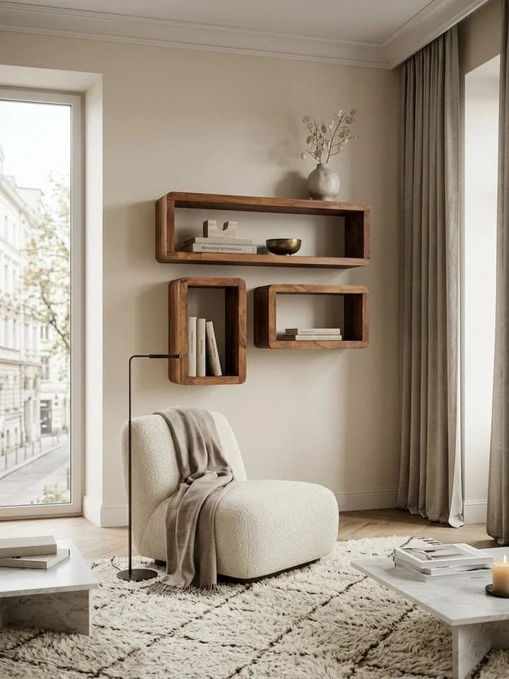 KADIMA DESIGN Wandregal Massivholz 3er Set - Bild 2