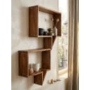 KADIMA DESIGN Wandregal Set MUMBAI Massivholz Landhausstil Dunkelbraun Bild 2