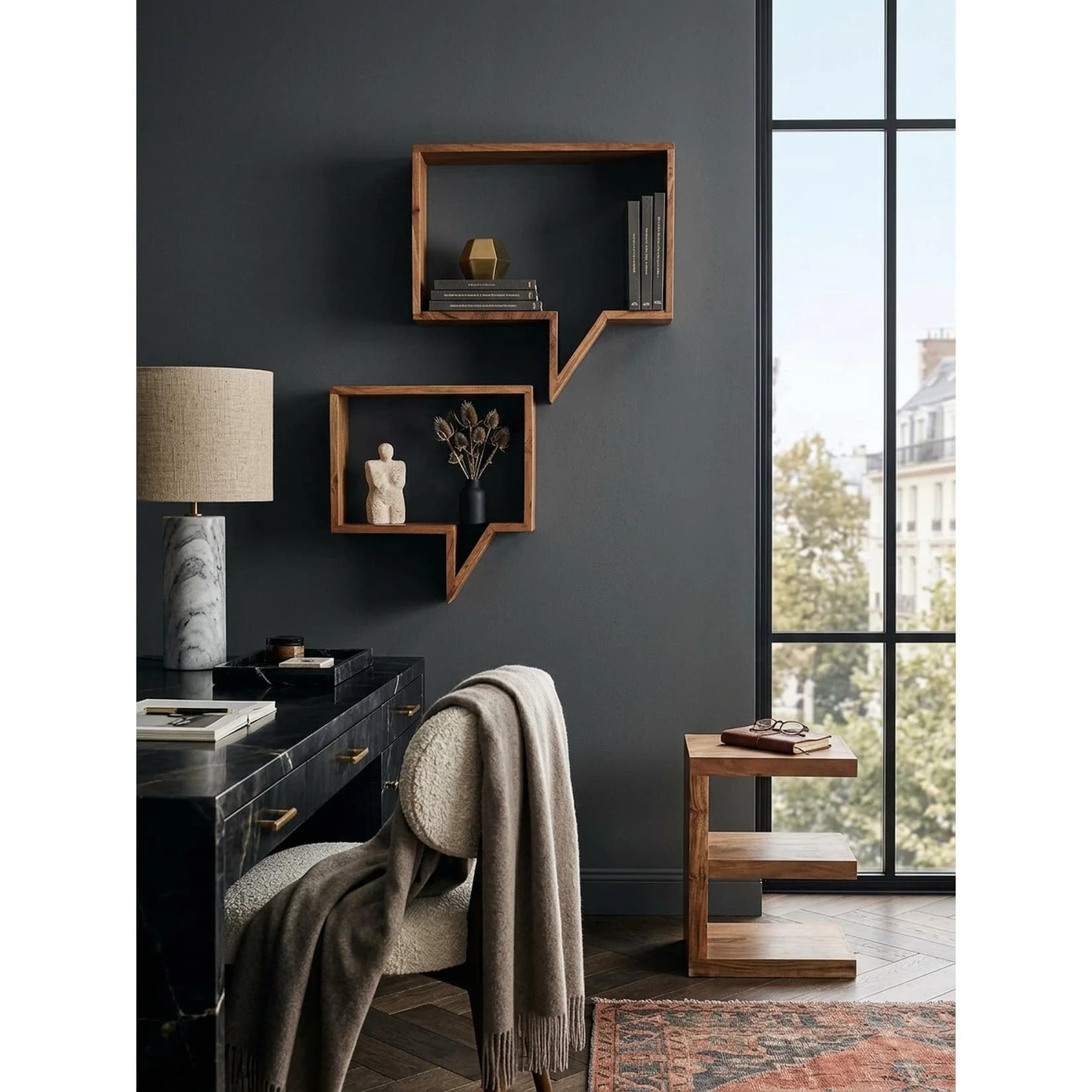 KADIMA DESIGN Wandregal Set MUMBAI Massivholz Landhausstil Akazie
