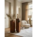 KADIMA DESIGN Beistelltisch 3er Set Massivholz Modern Säulenform Dunkelbraun Bild 1