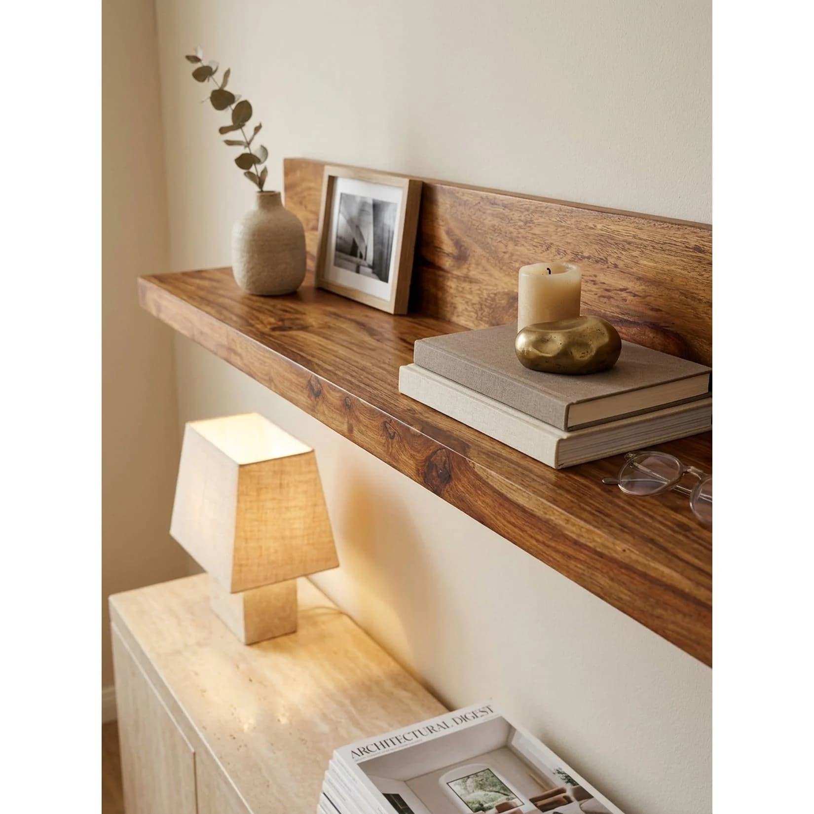 KADIMA DESIGN Wandregal MUMBAI Massivholz Landhausstil Dunkelbraun - Bild 2