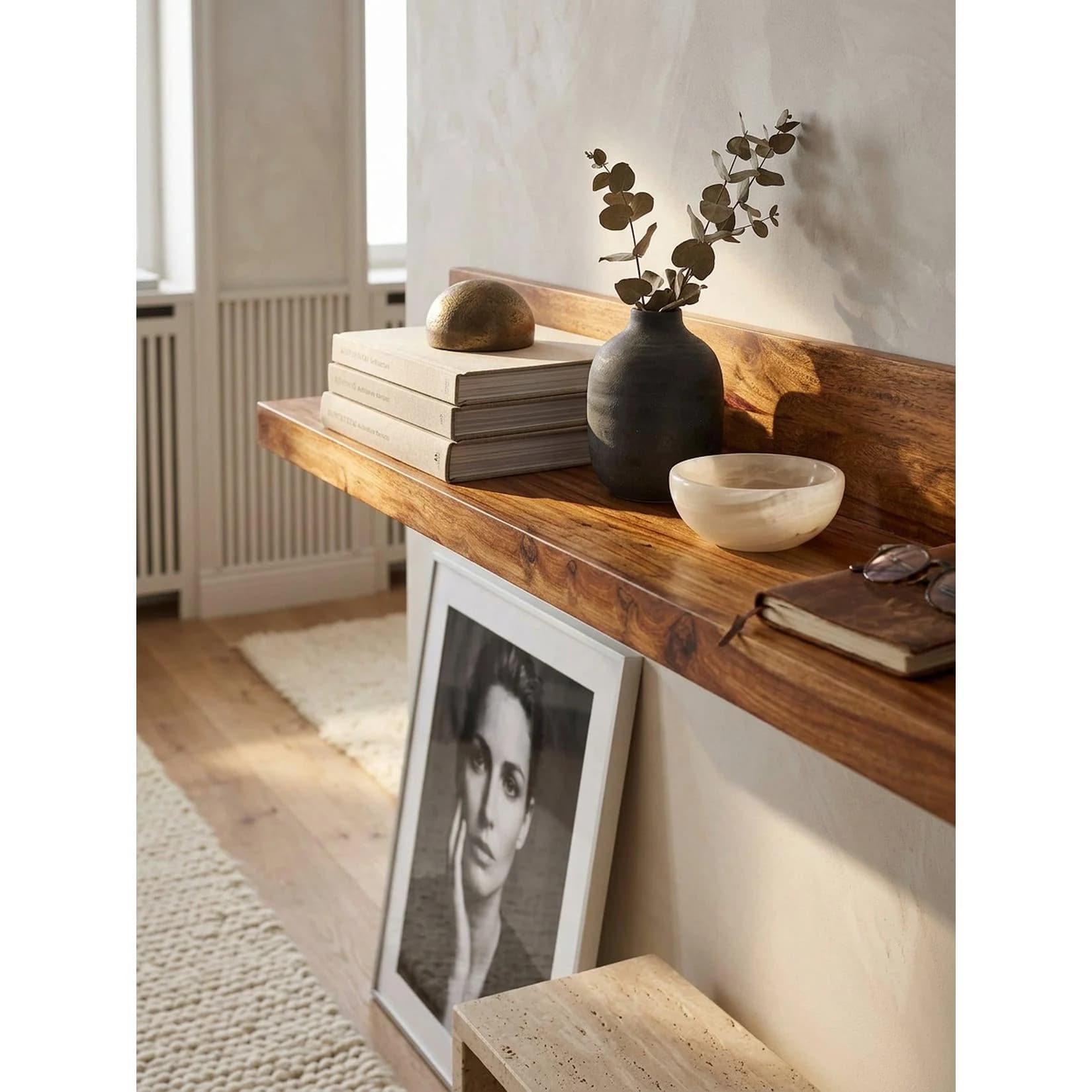 KADIMA DESIGN Wandregal MUMBAI Massivholz Hängend Landhausstil Dunkelbraun