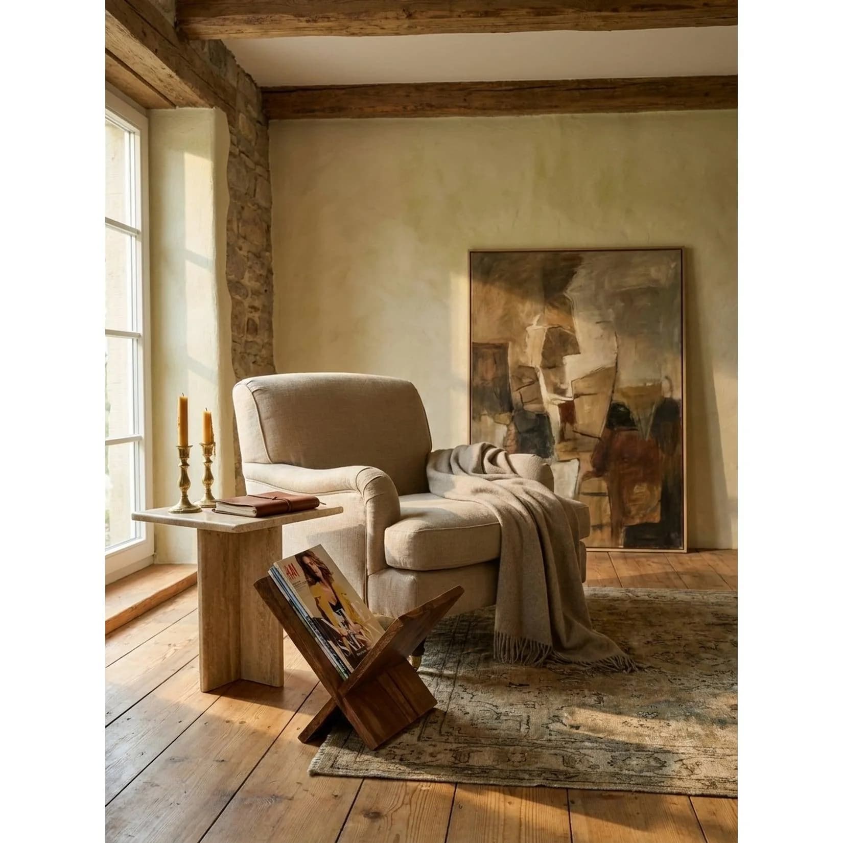 KADIMA DESIGN Zeitungsständer MUMBAI Massivholz X-Form Landhausstil Dunkelbraun - Bild 2