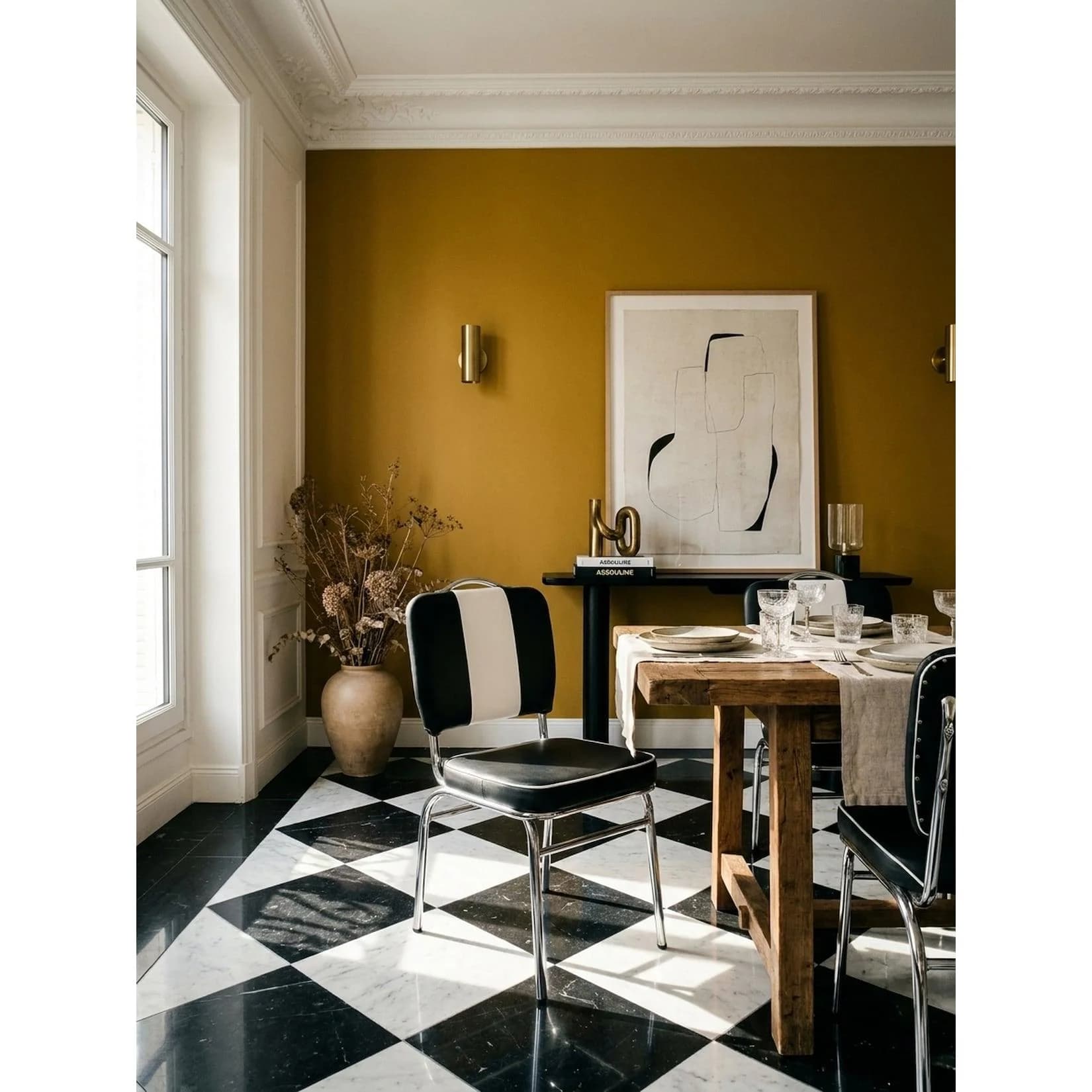 KADIMA DESIGN Esszimmerstuhl Retro Schwarz Kunstleder