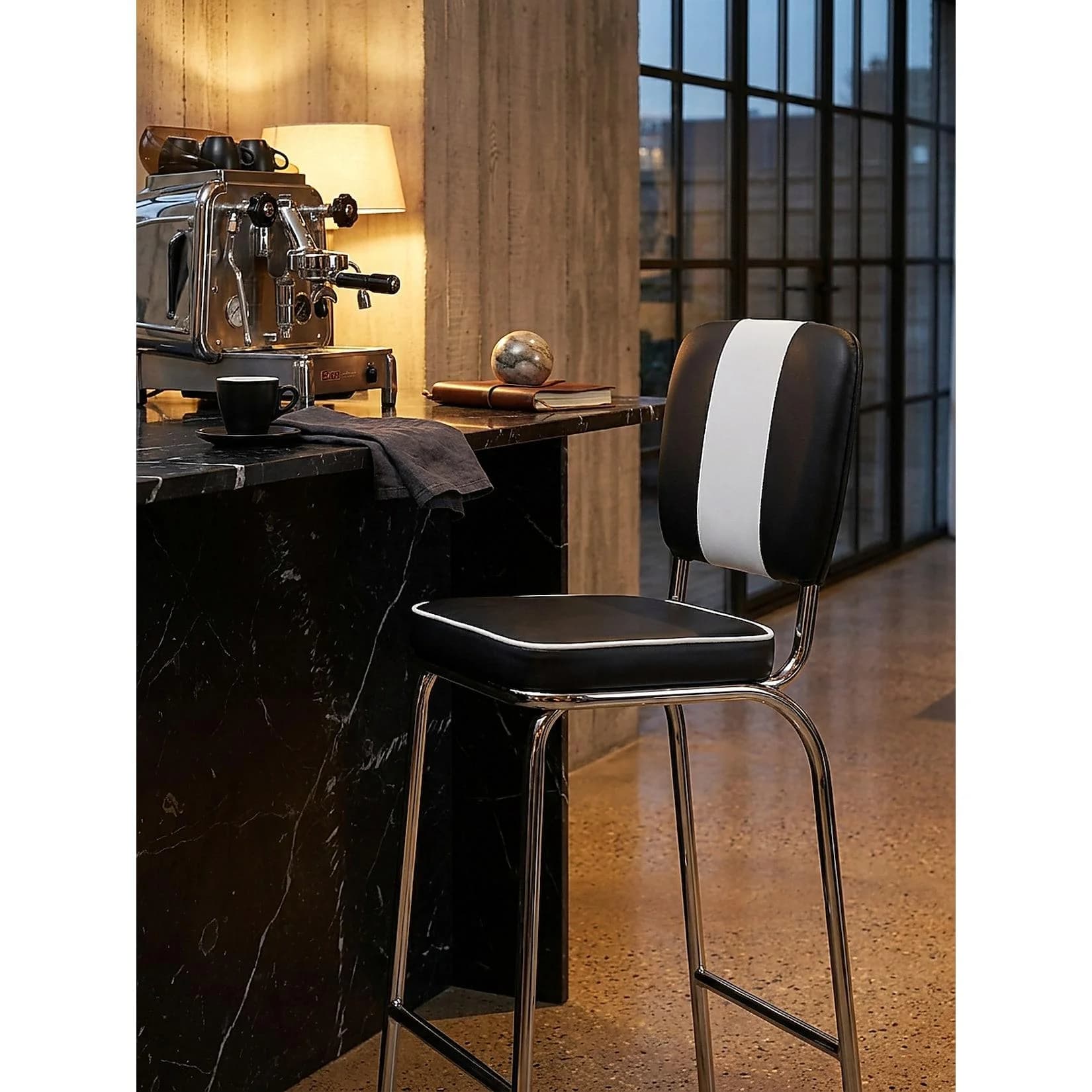 KADIMA DESIGN Barhocker Retro 50er Jahre Dinerstil Schwarz/Weiß - Bild 2