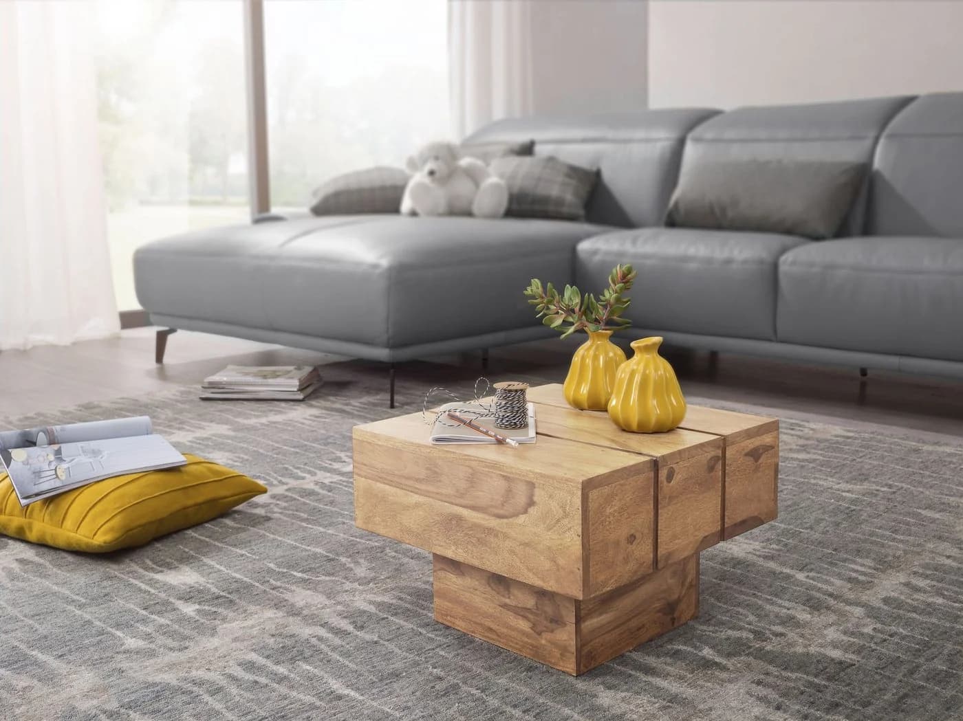 KADIMA DESIGN Beistelltisch Massivholz Akazie Quadratisch - Bild 3