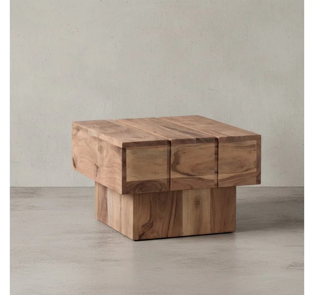 KADIMA DESIGN Beistelltisch Massivholz Akazie Quadratisch - Bild 5