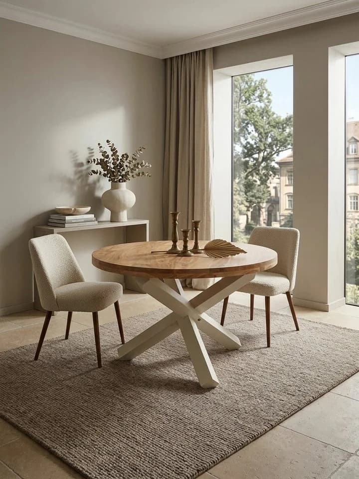 KADIMA DESIGN Esstisch BOHA rund Akazie massiv weiß lackiert - Bild 3