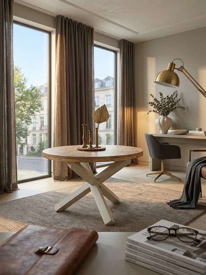KADIMA DESIGN Esstisch BOHA rund Akazie massiv weiß lackiert - Bild 4