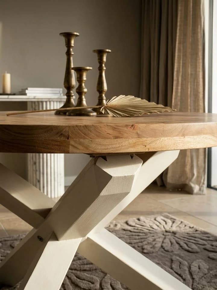 KADIMA DESIGN Esstisch BOHA rund Akazie massiv weiß lackiert - Bild 5