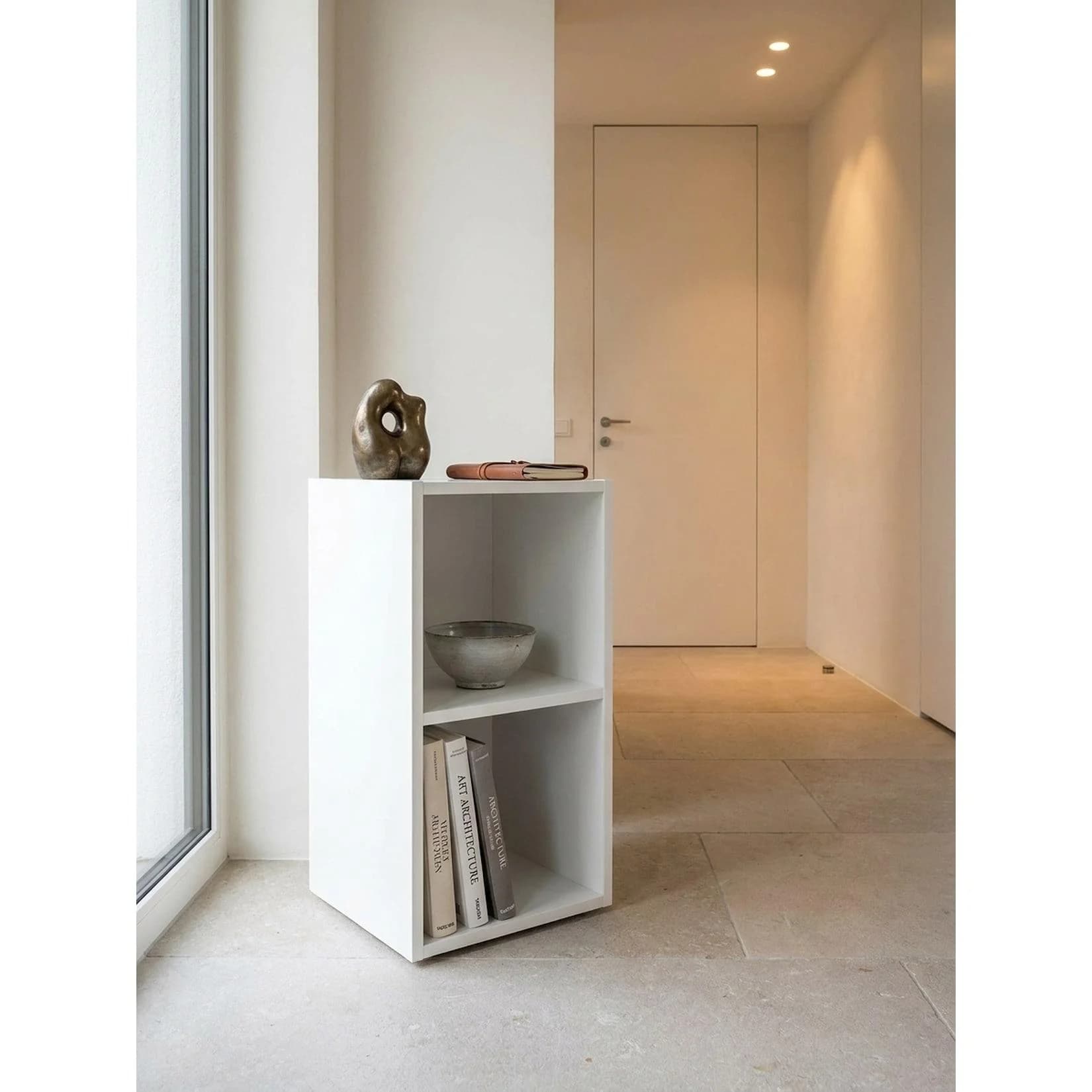 KADIMA DESIGN Regal Holz Klein 2 Ablagefächer Schmal Modern Weiß