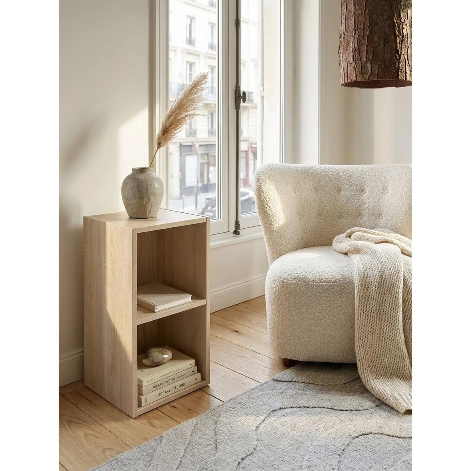 KADIMA DESIGN Regal Holz Klein 2 Ablagefächer Schmal Modern Sonoma