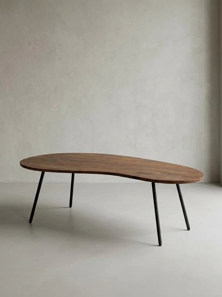 KADIMA DESIGN Couchtisch Nierentisch Massivholz Schwarz Retro - Bild 5