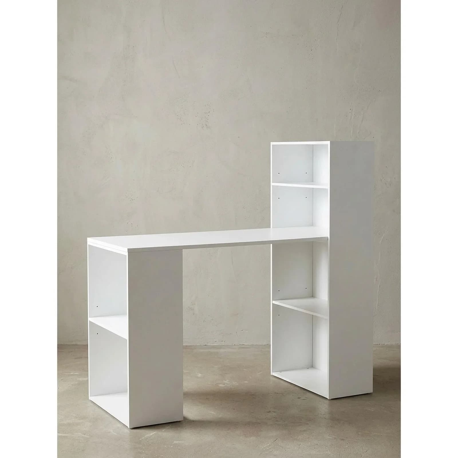 KADIMA DESIGN Schreibtisch Mit Regal Ablagefächer Modern Holz Weiß