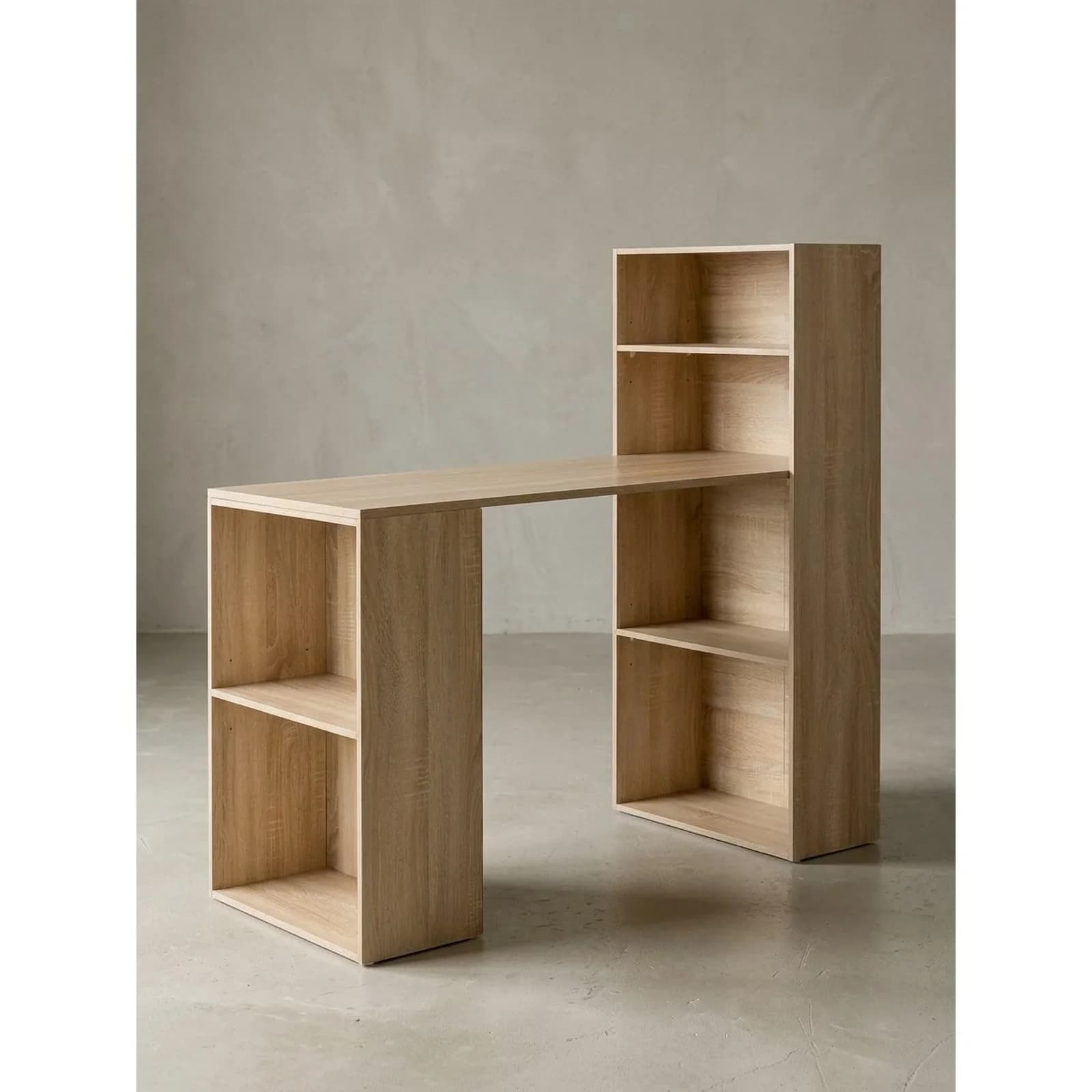 KADIMA DESIGN Schreibtisch mit Regal Ablagefächer Modern Holz Sonoma