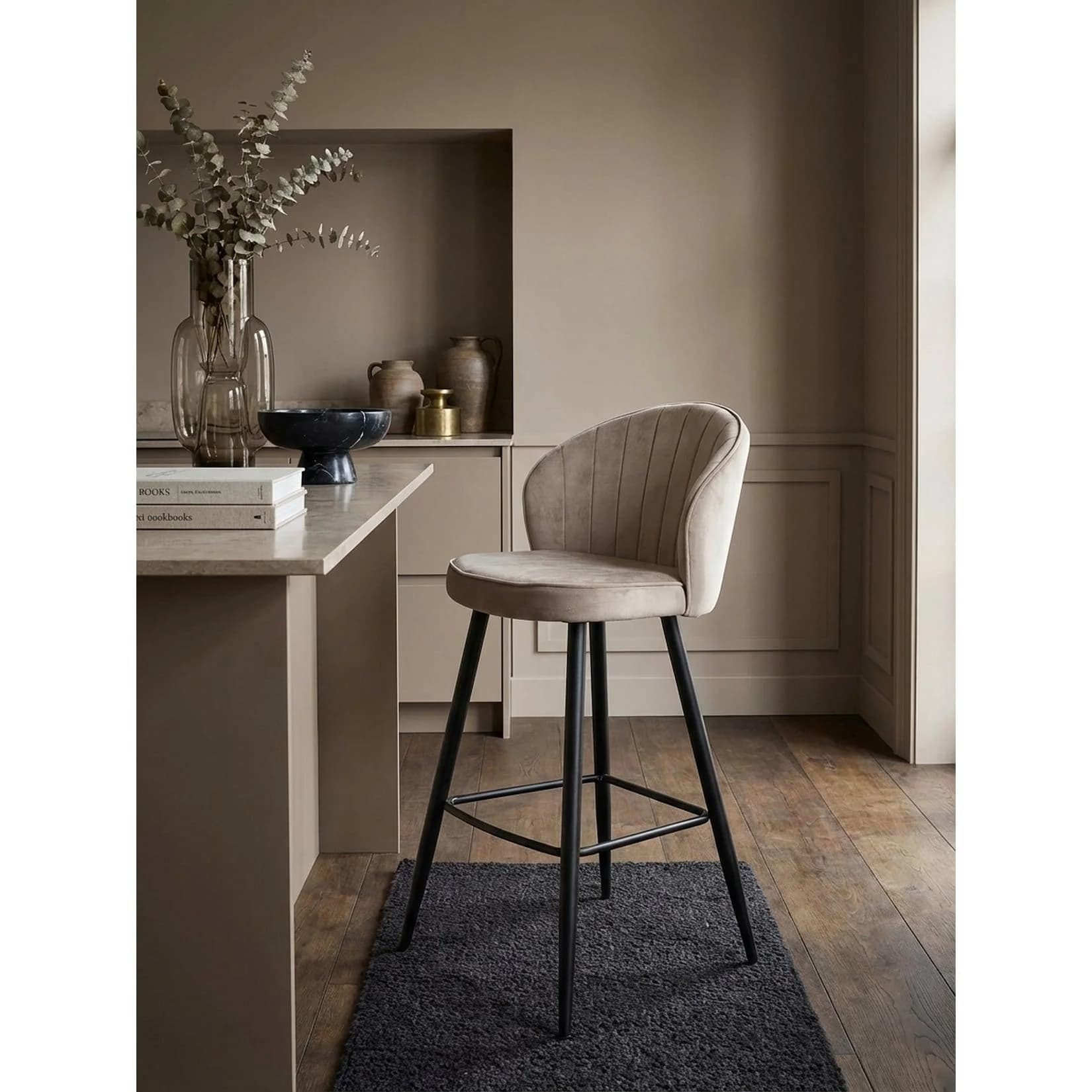 KADIMA DESIGN Barhocker Samt Beige Skandi-Stil - Bild 2