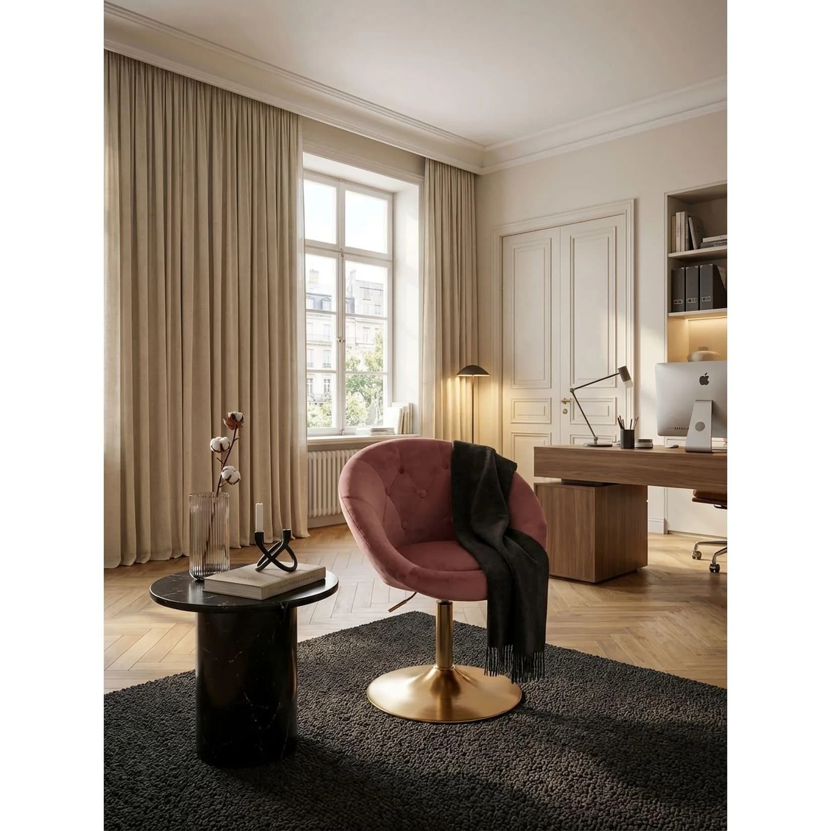 KADIMA DESIGN Loungesessel Samt Rosa Gold Drehbar
