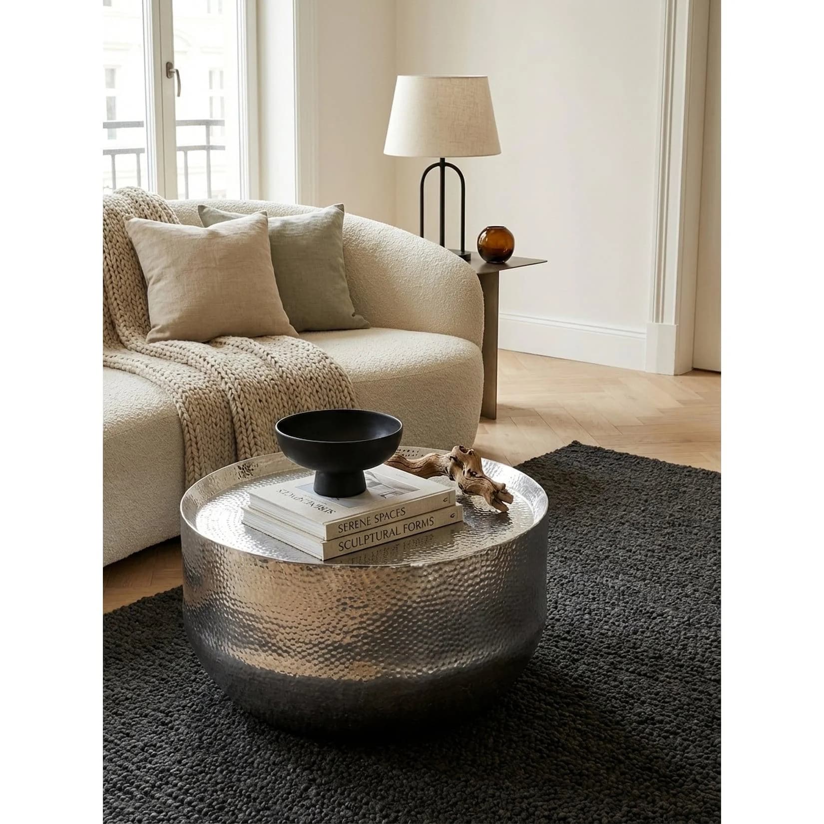 KADIMA DESIGN Couchtisch Aluminium Orientalisch Silber Rund