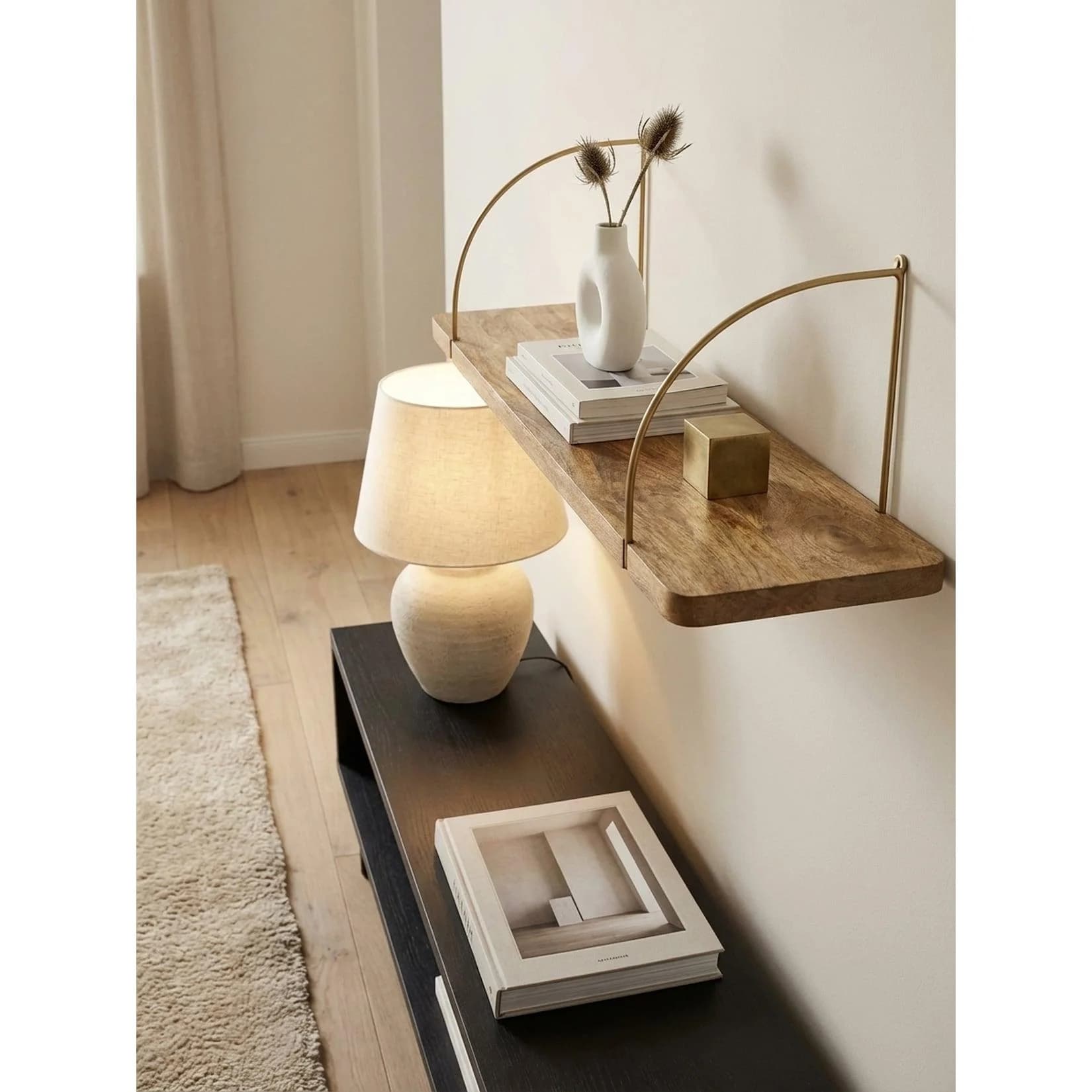 KADIMA DESIGN Wandregal Industrial Massivholz Metall Mango